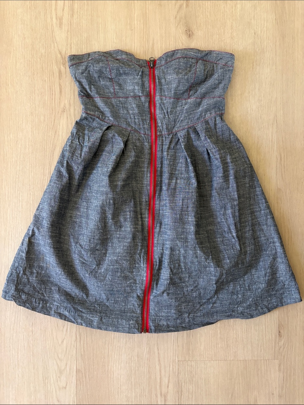 Jack by BB Dakota jean Strapless Mini Dress with Red Front Zip